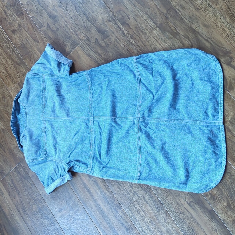 7 For All Mankind Short Sleeve Popover Denim Mini Dress - Picture 3 of 9